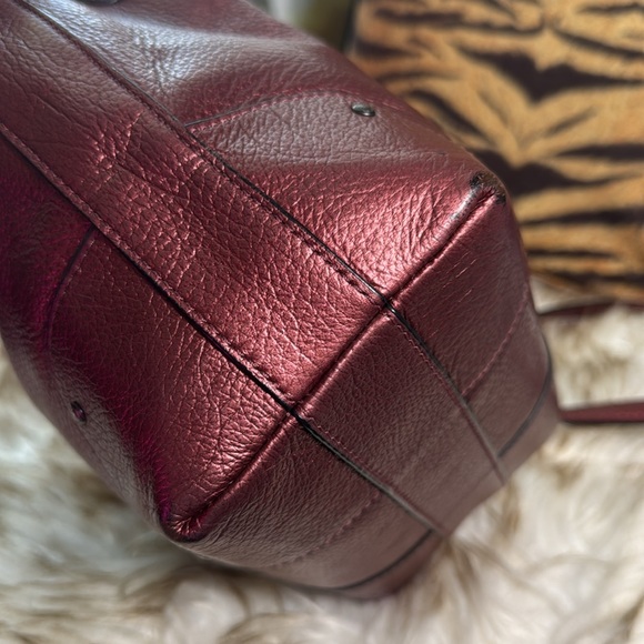 Coach baby Mickie Metallic Burgundy Drawstrings Bucket Bag - Picture 7 of 12